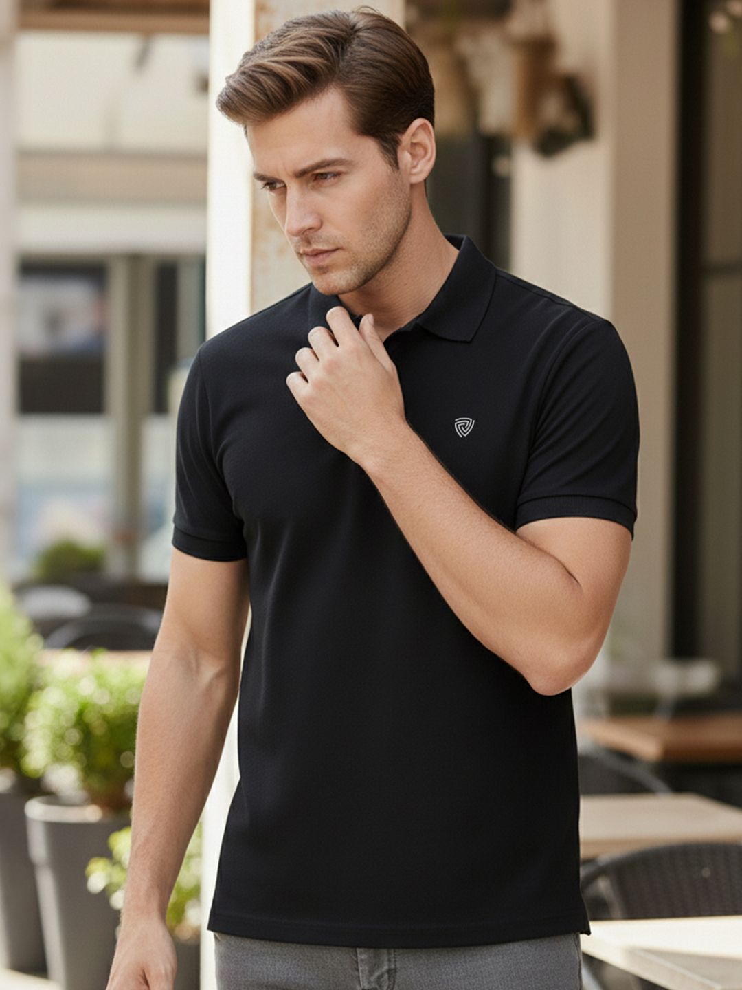 Lux Cozi Polo Collar Short Sleeves Lounge T-Shirt