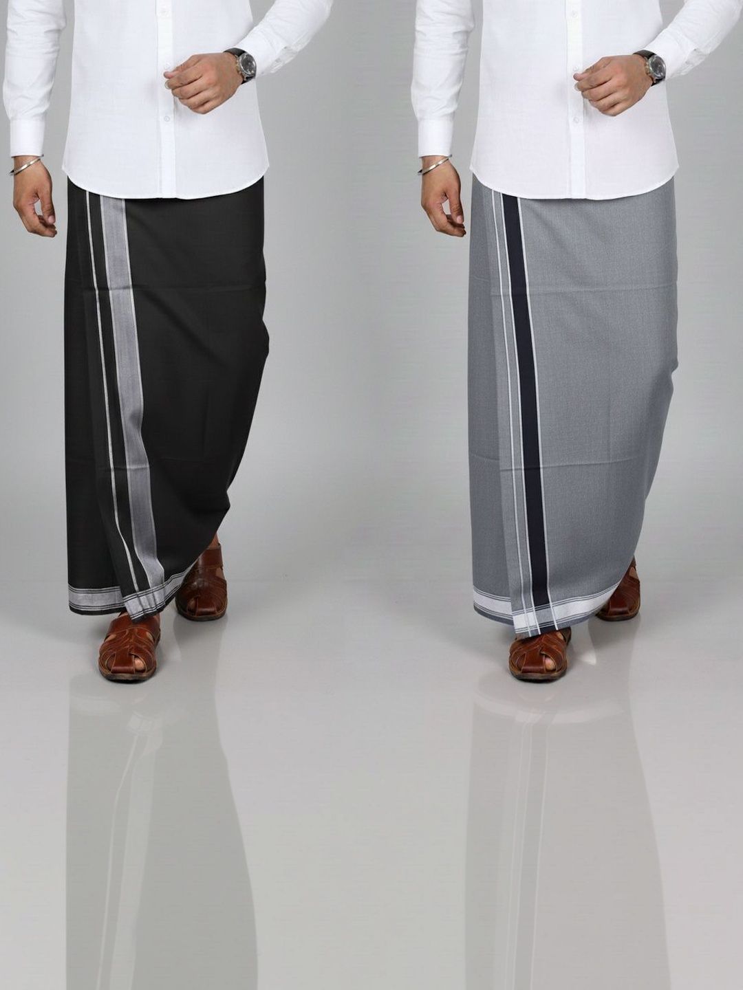 TUNI MANI Pack of 2 Cotton Kerala Style Dhoti 2.0m