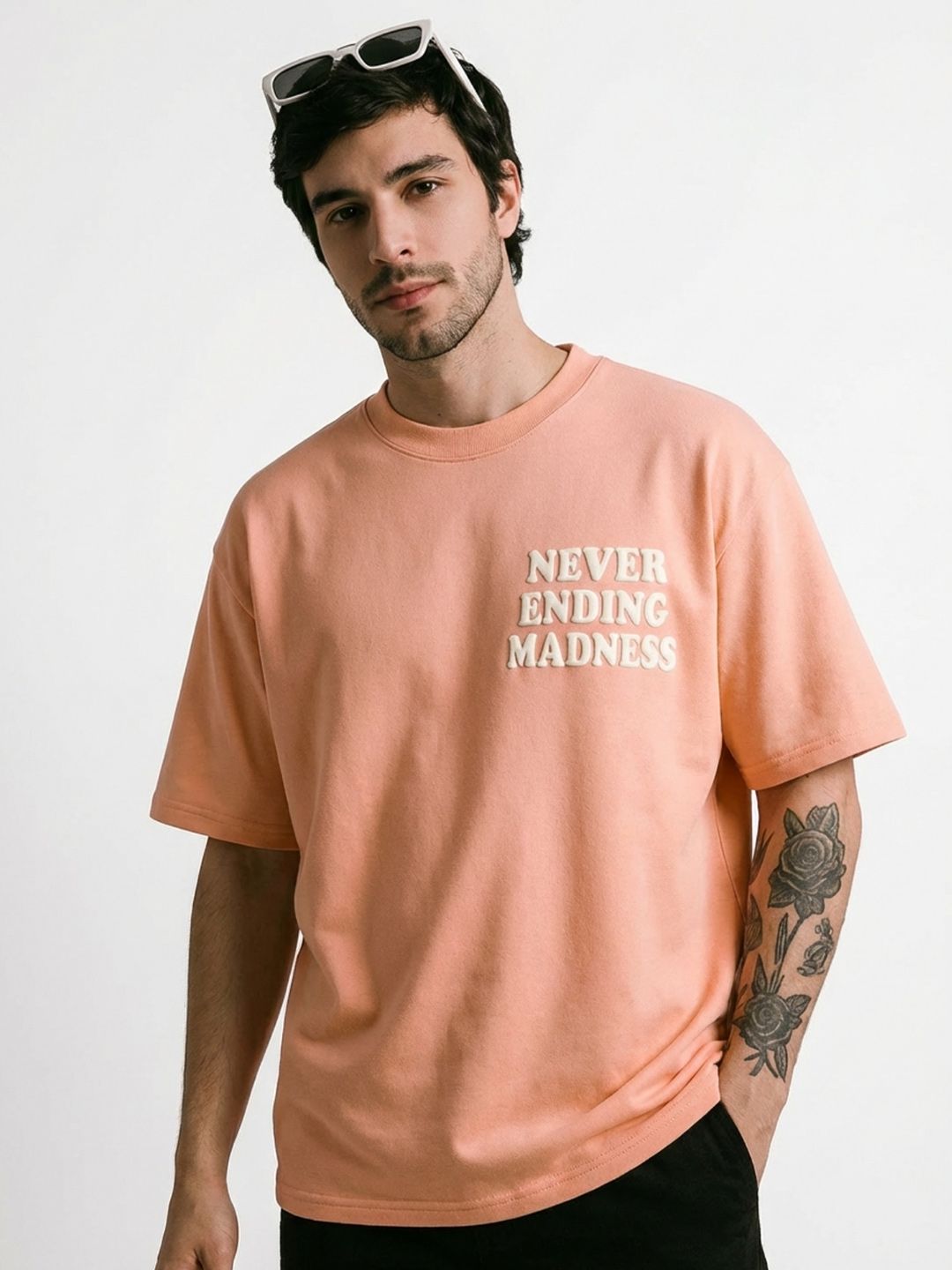 TOXA Men Printed Drop-Shoulder Sleeves T-shirt