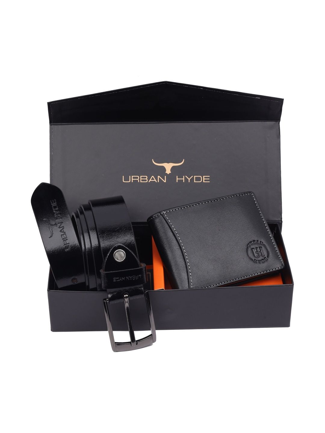 URBAN HYDE Men Signature Accessory Gift Set With Leather Wallet and Tang Belt