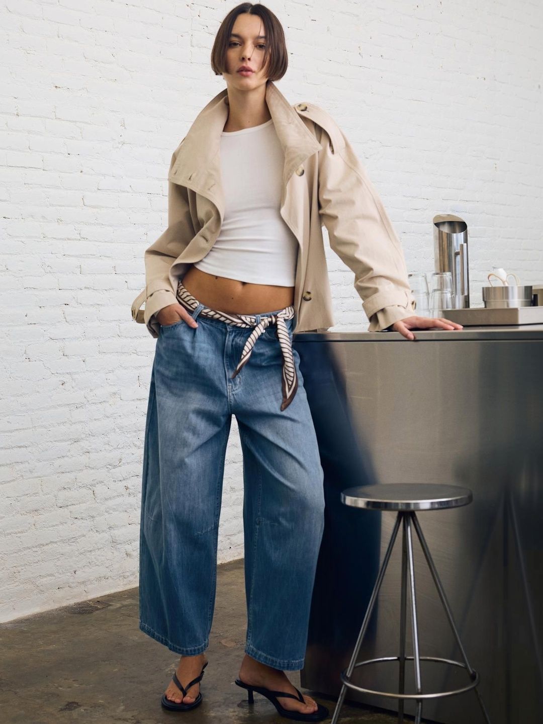 Regular Fit Mid-Rise Barrel Cotton Jeans