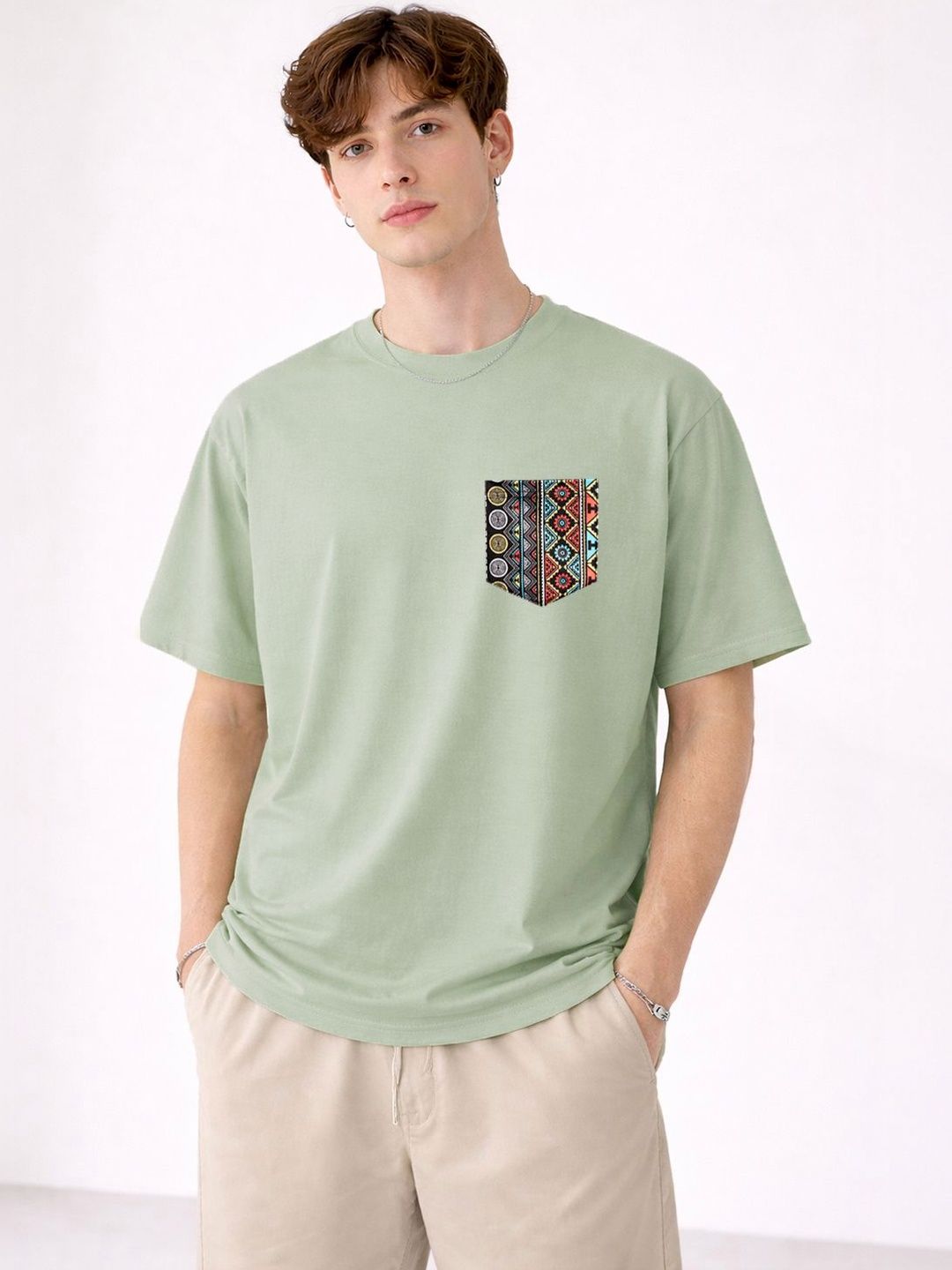 Mast & Harbour Men Drop-Shoulder Sleeves T-shirt