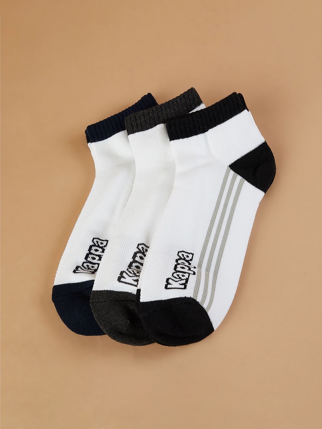 Kappa Men Pack of 3 Cotton Blend Assorted Ankle Length Socks