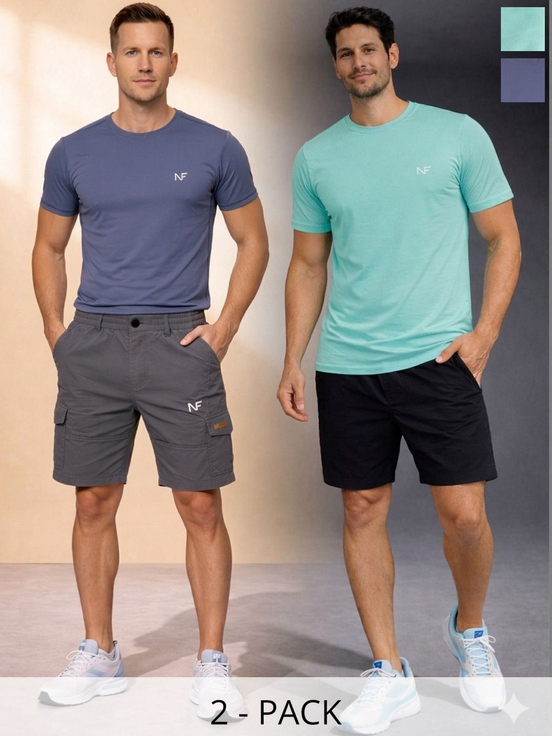 Naofit Men Rapid Dry Pack of 2 Sports or Gym Slim Fit Tshirts
