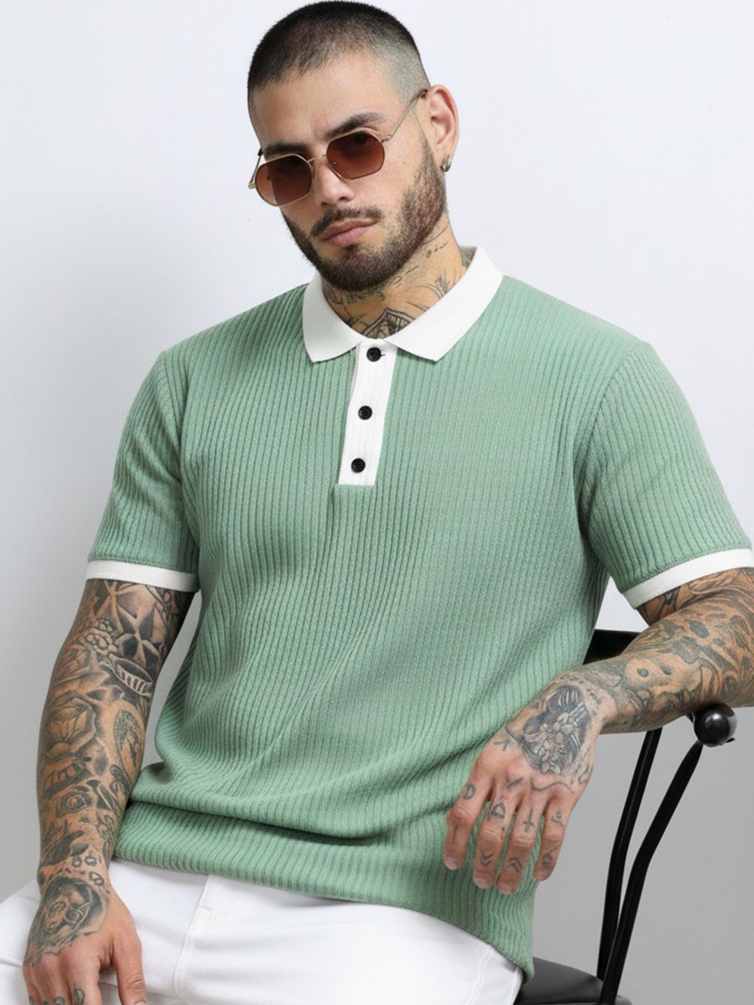 R.Code by The Roadster Life Co. Men Polo Collar T-shirt