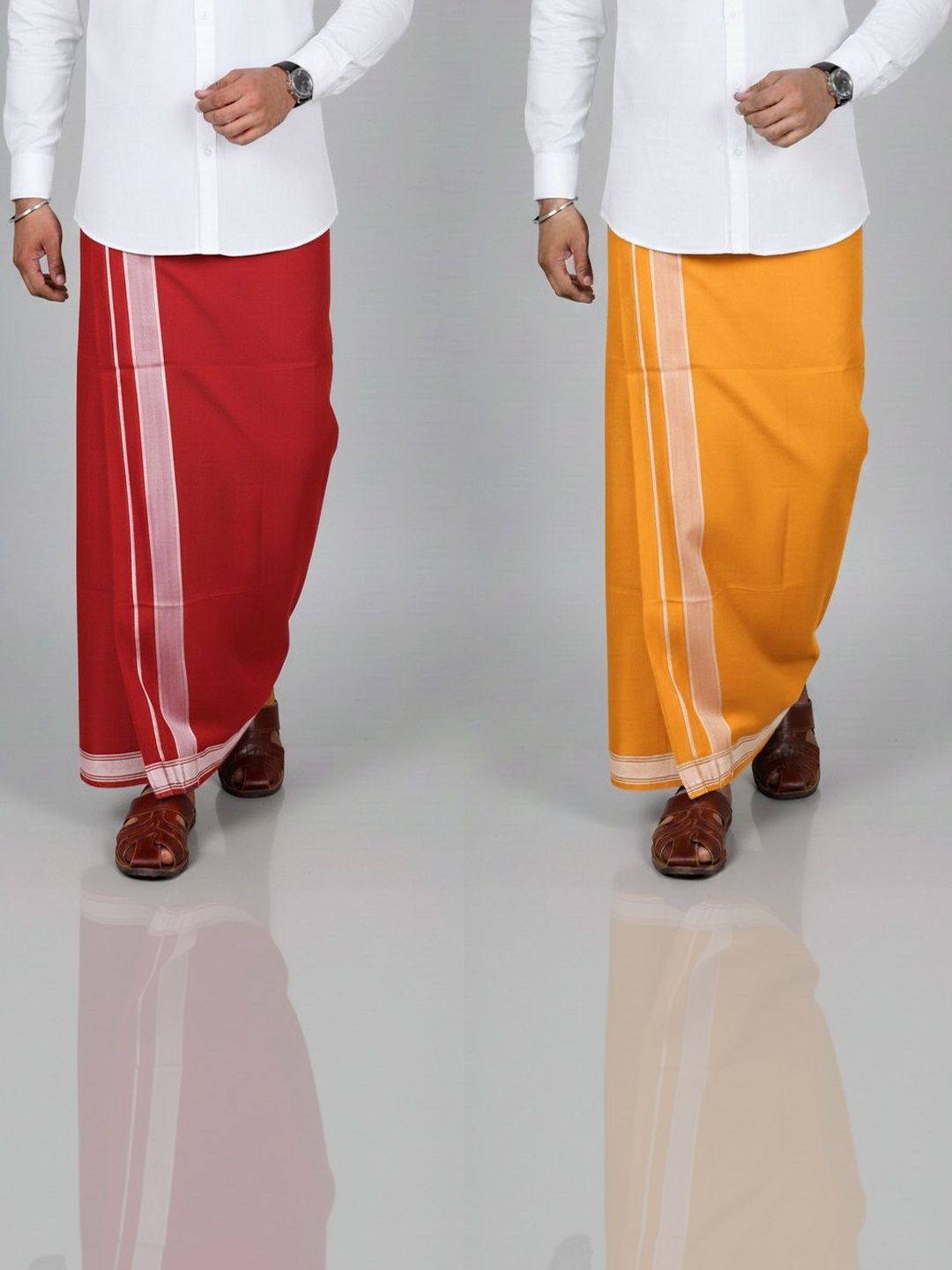 TUNI MANI Pack of 2 Cotton Kerala Style Dhoti 2.0m