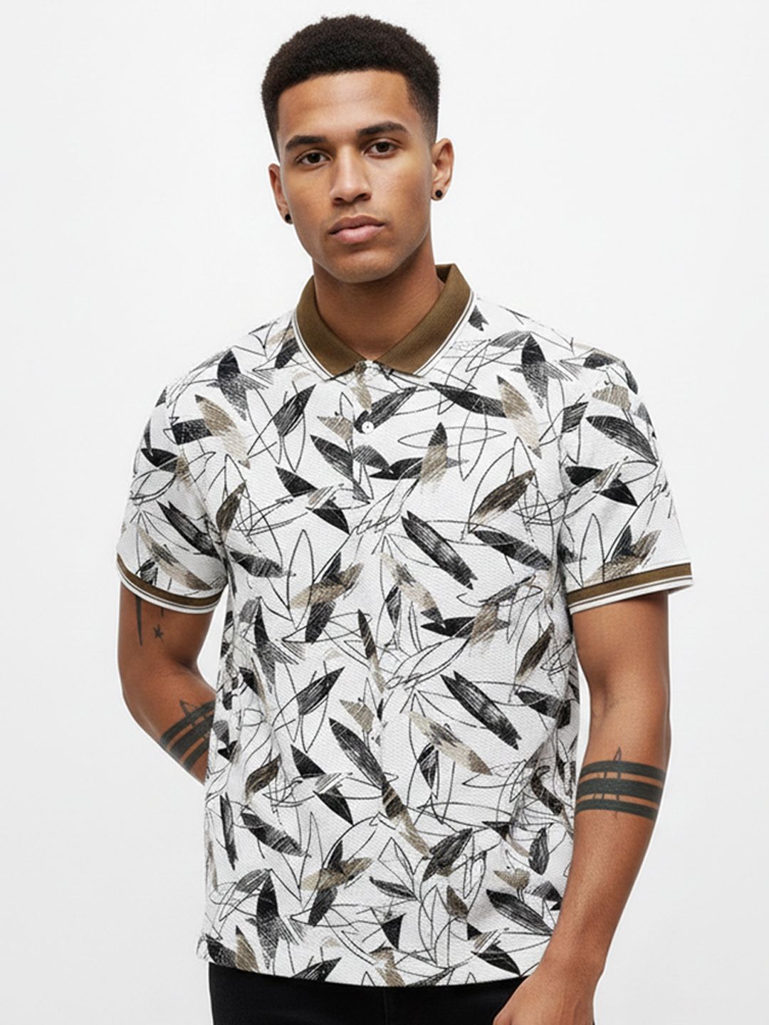 glitchez Men Printed Polo Collar T-shirt