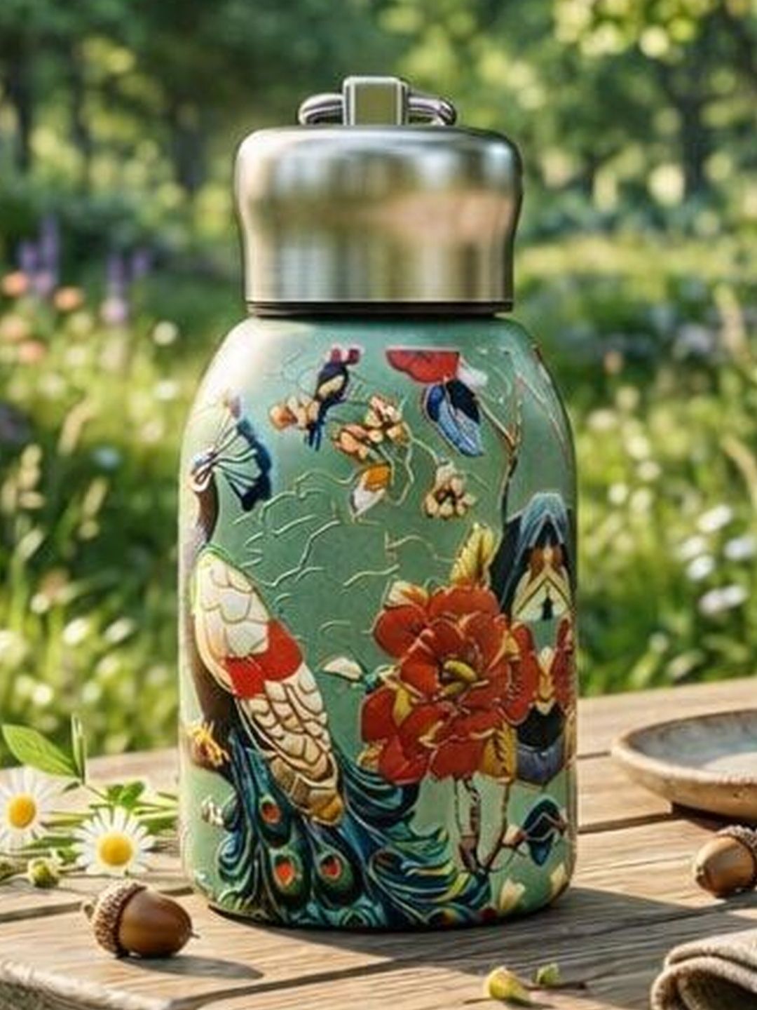 PIXNA Designer Peacock Pattern Water Bottle