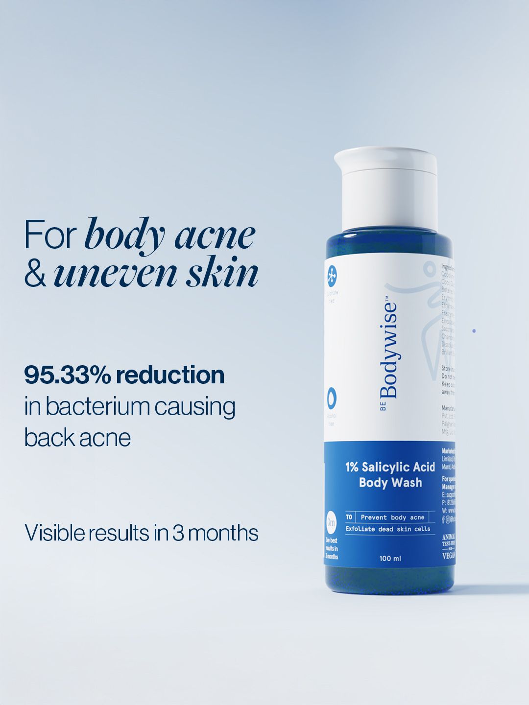 Be Bodywise 1% Salicylic Acid Body Wash Prevents Body Acne & Exfoliate Dead Skin - 100ml
