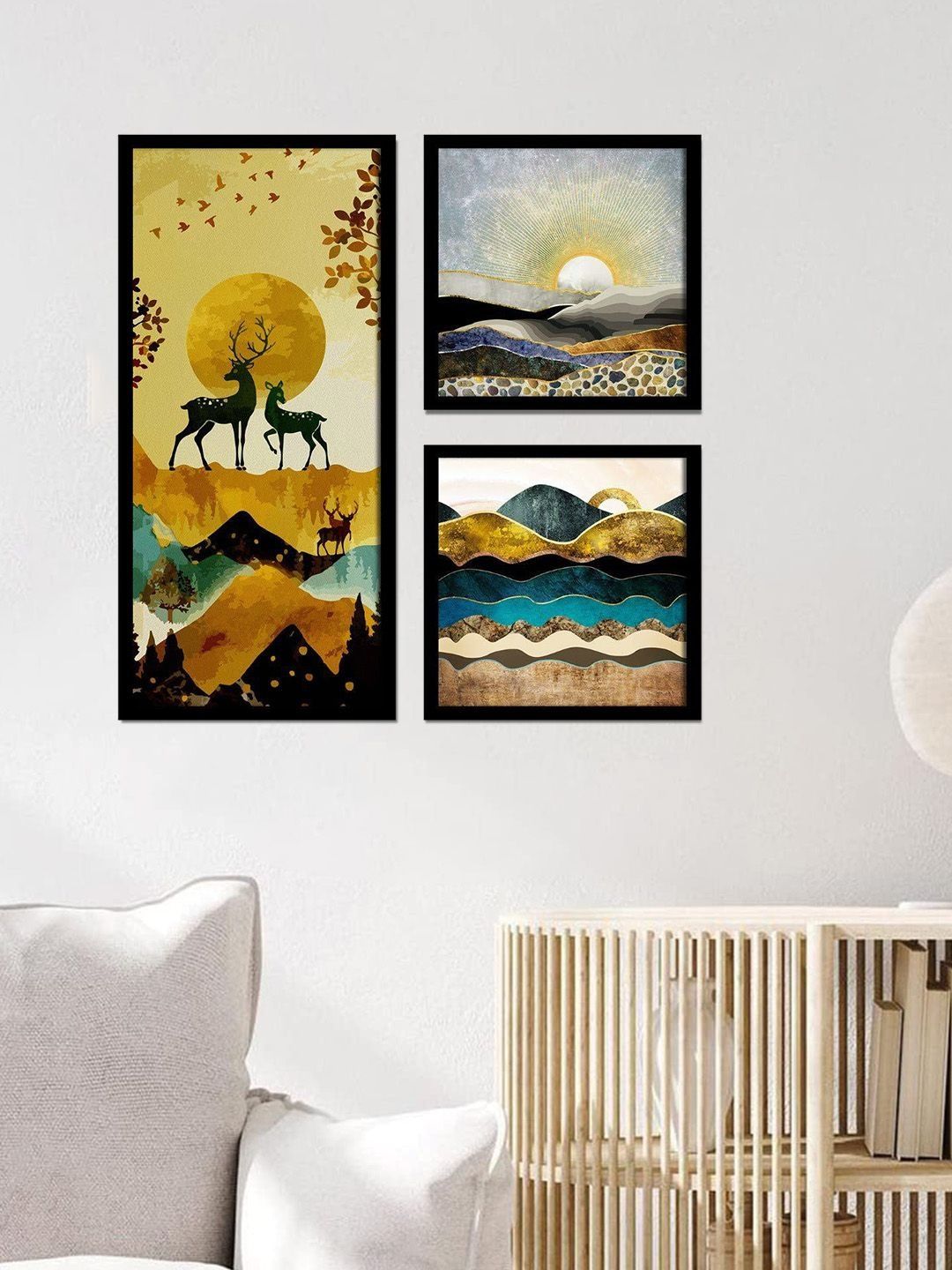 Art Street Multicoloured Single Piece Paper Birds and Animals Paintings
