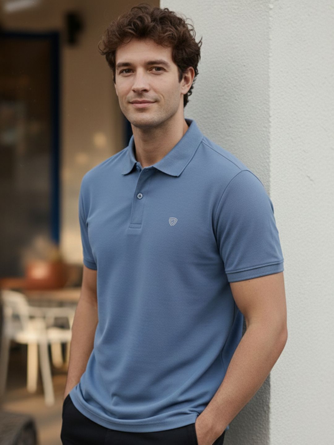 Lux Cozi Men Polo Collar Short Sleeve Lounge T-Shirt