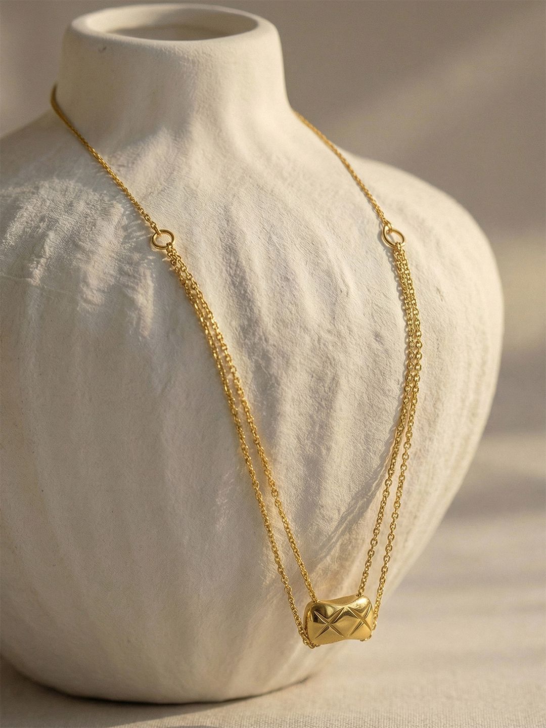 Gold-Plated Necklace and Chain PALMONAS Stainless Steel Gold-Plated Layered Necklace