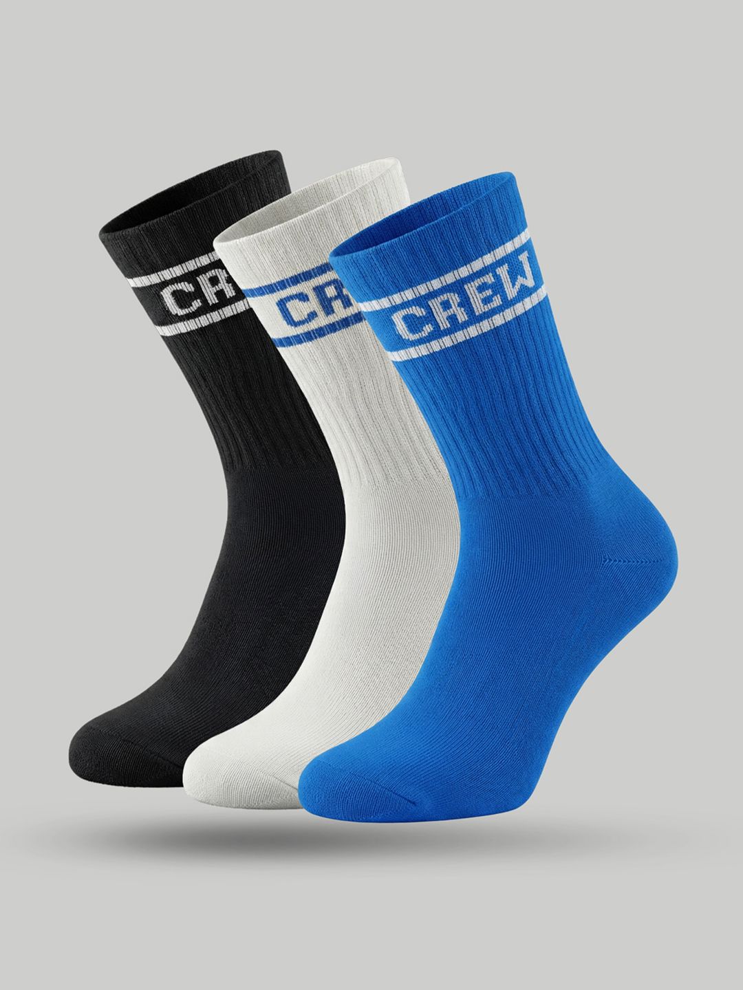 XYXX Men Pack of 3 Cotton Blend Patterned Calf Length Socks