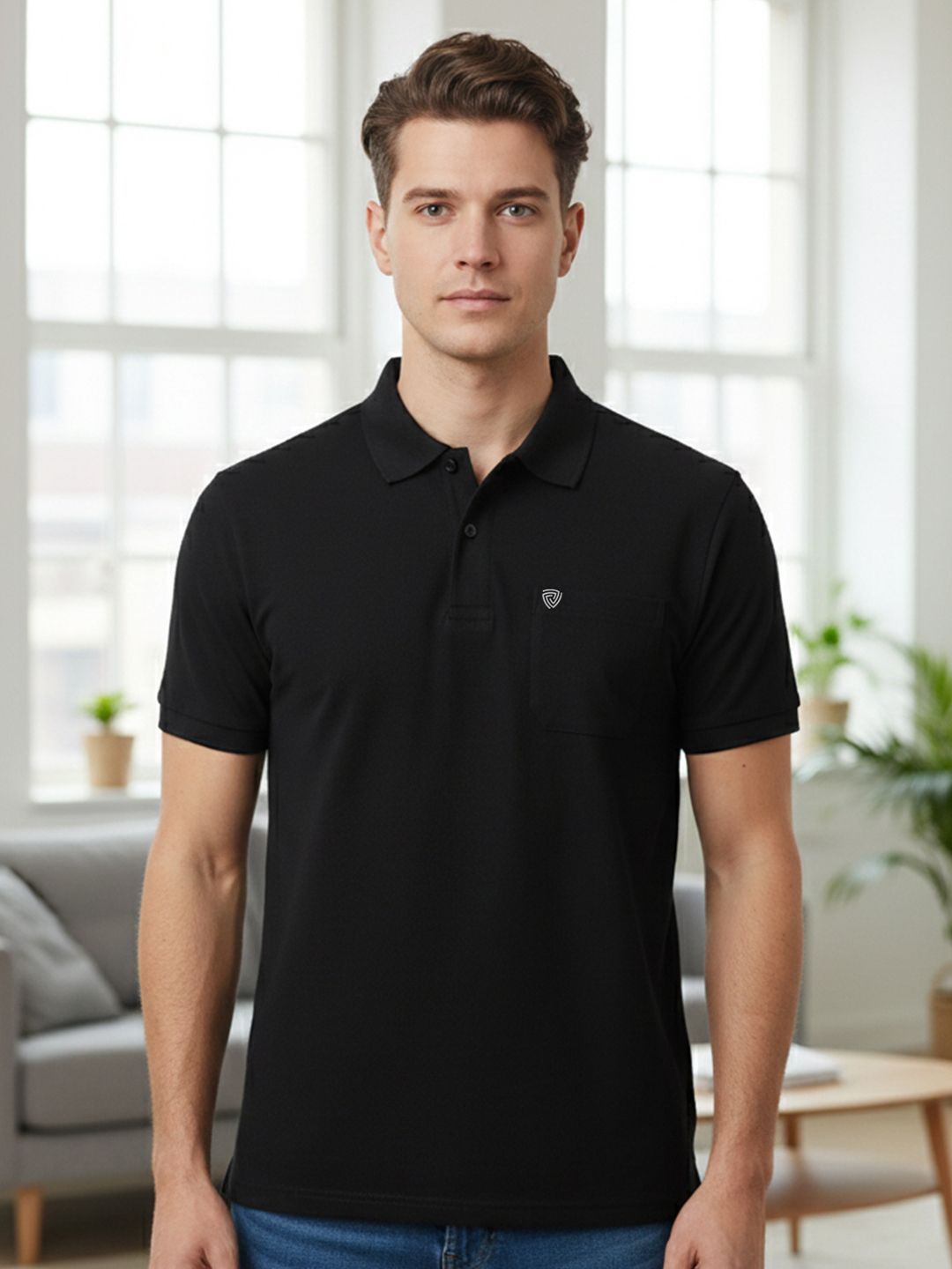 Lux Cozi Fillament Polo Collar Short Sleeves Lounge T-Shirt