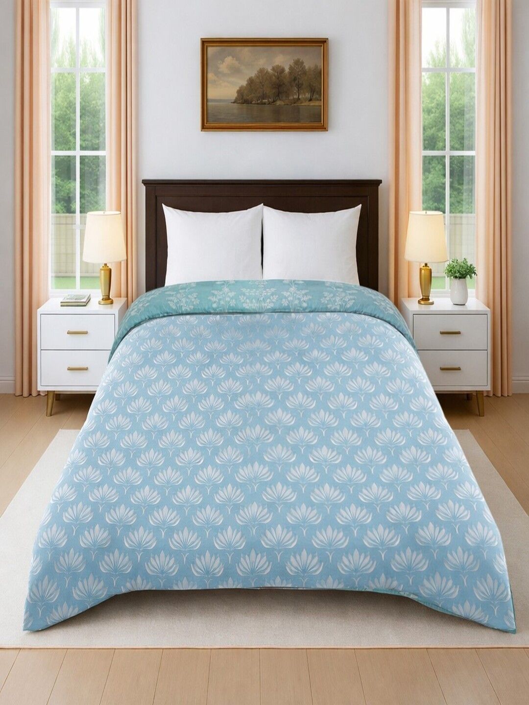 Threadwear Green Floral Mild Winter 350 GSM Comforter