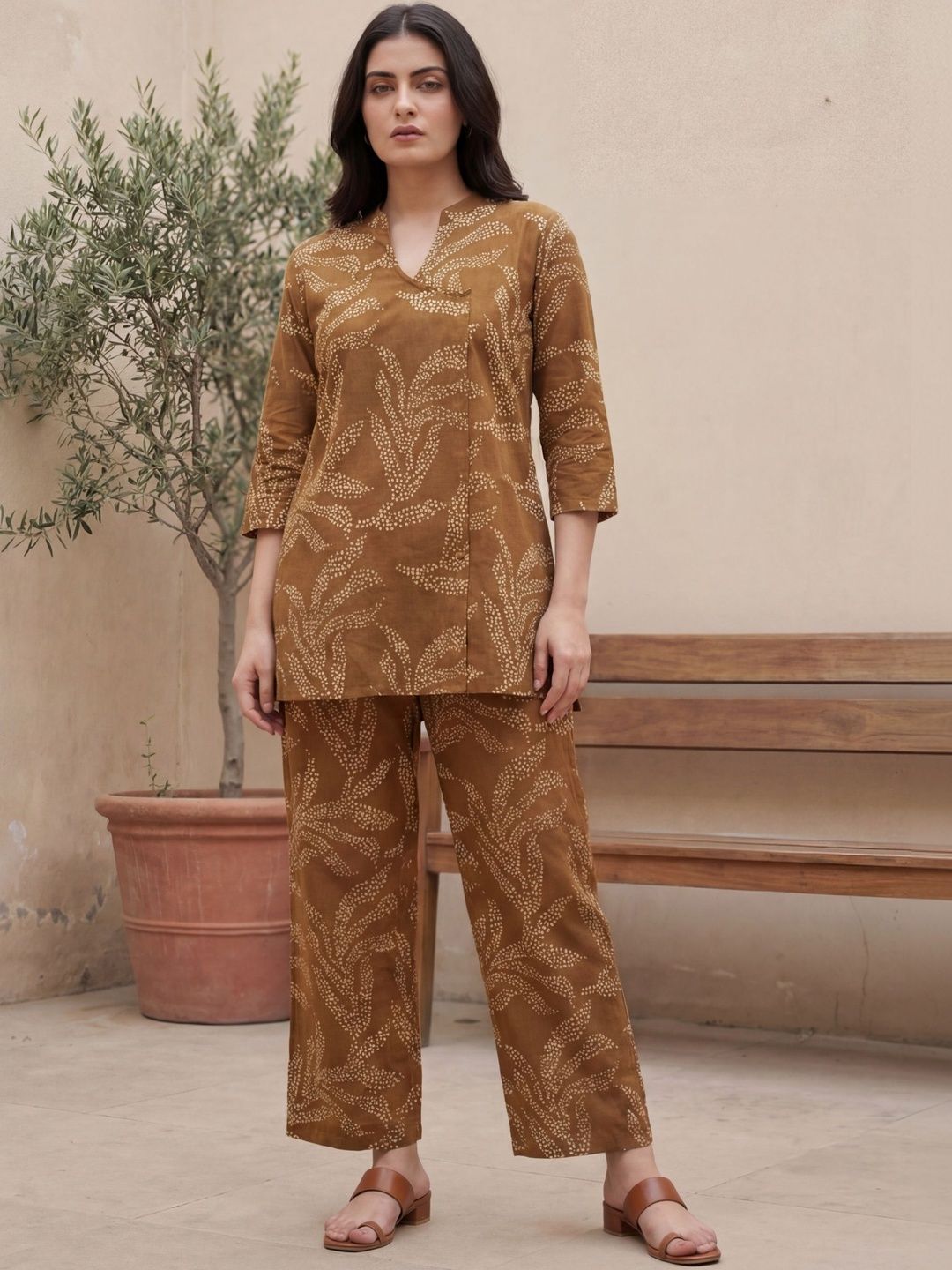 ME & MY Floral Printed Pure Cotton Tunic With Palazzos