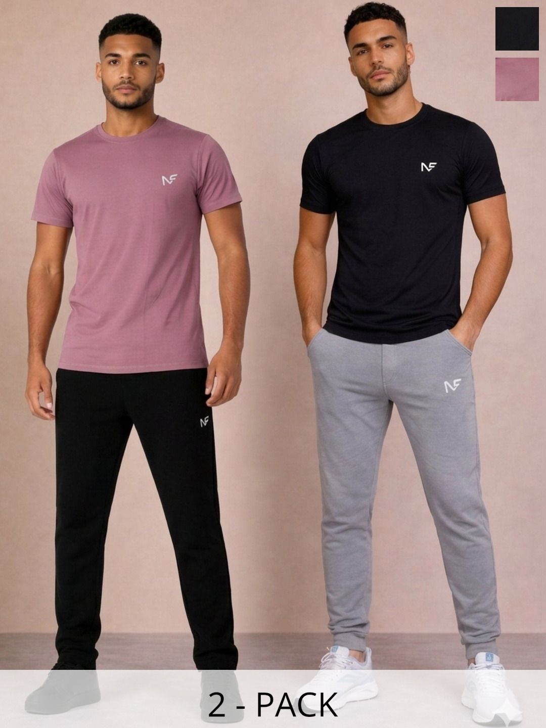 Naofit Men Rapid Dry Pack of 2 Sports or Gym Slim Fit Tshirts