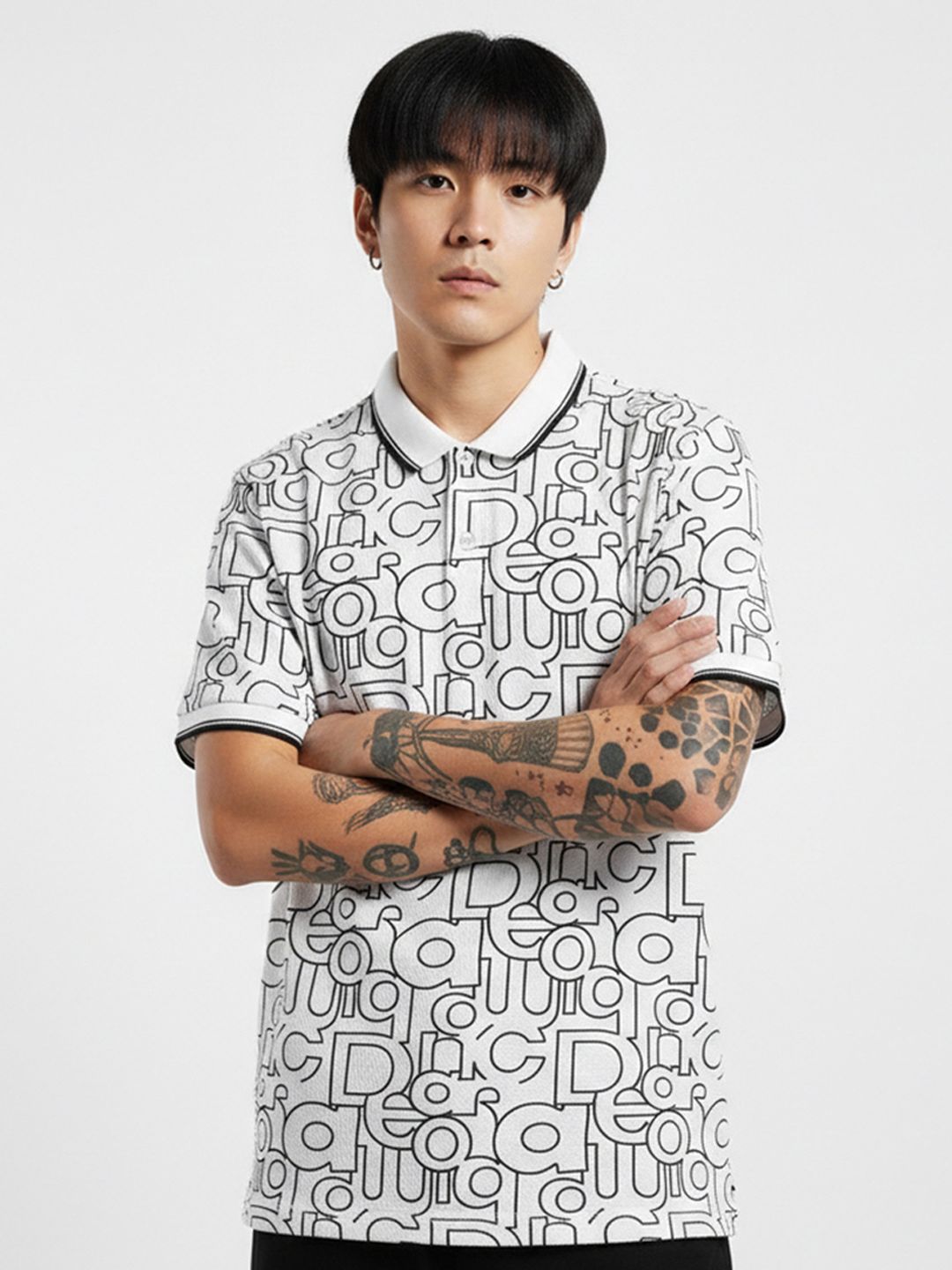 glitchez Men Typography Printed Polo Collar T-shirt