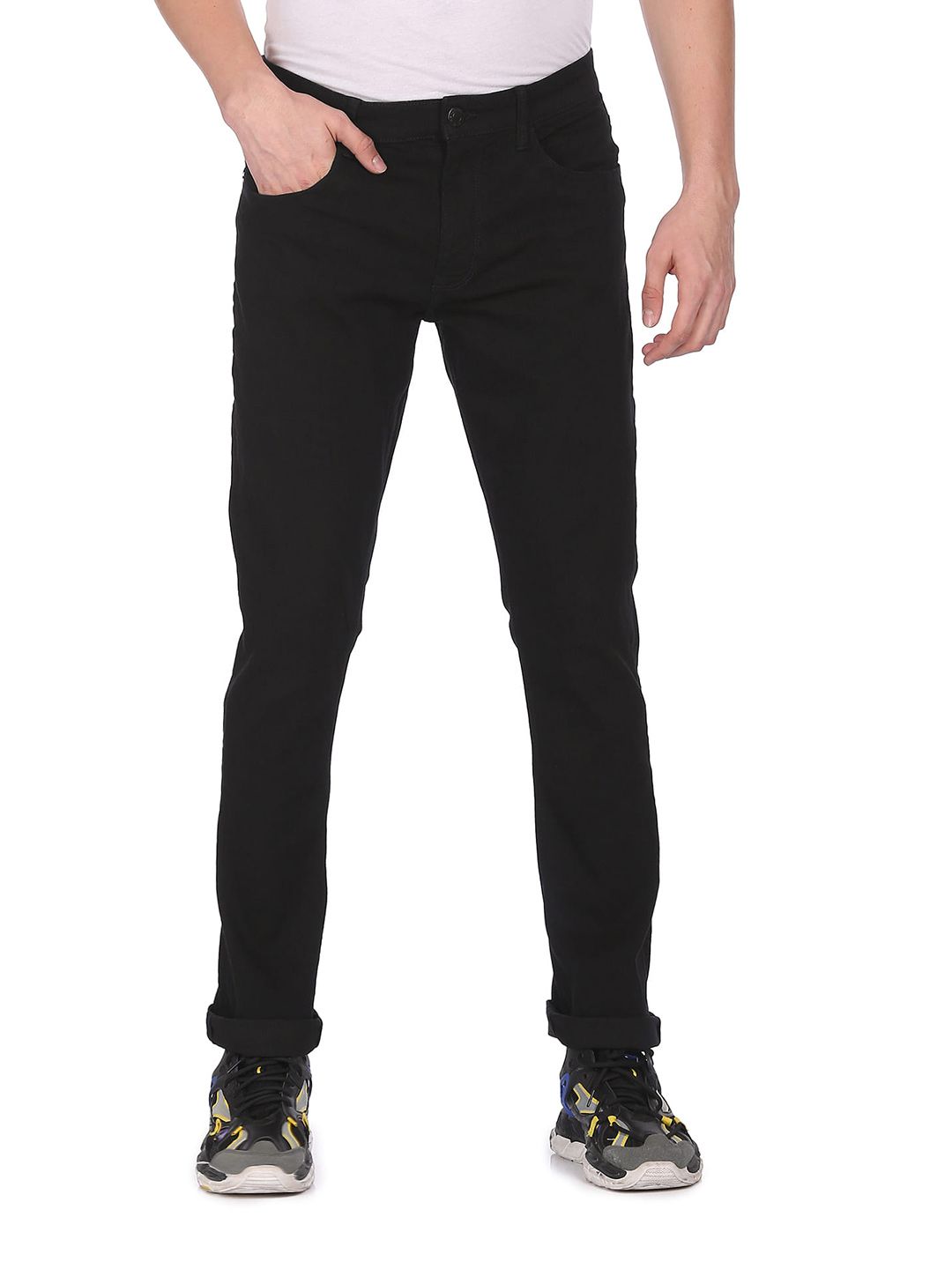 U.S. Polo Assn. Denim Co. Denim Co Men Black Solid Slim Fit Stretchable Casual Jeans