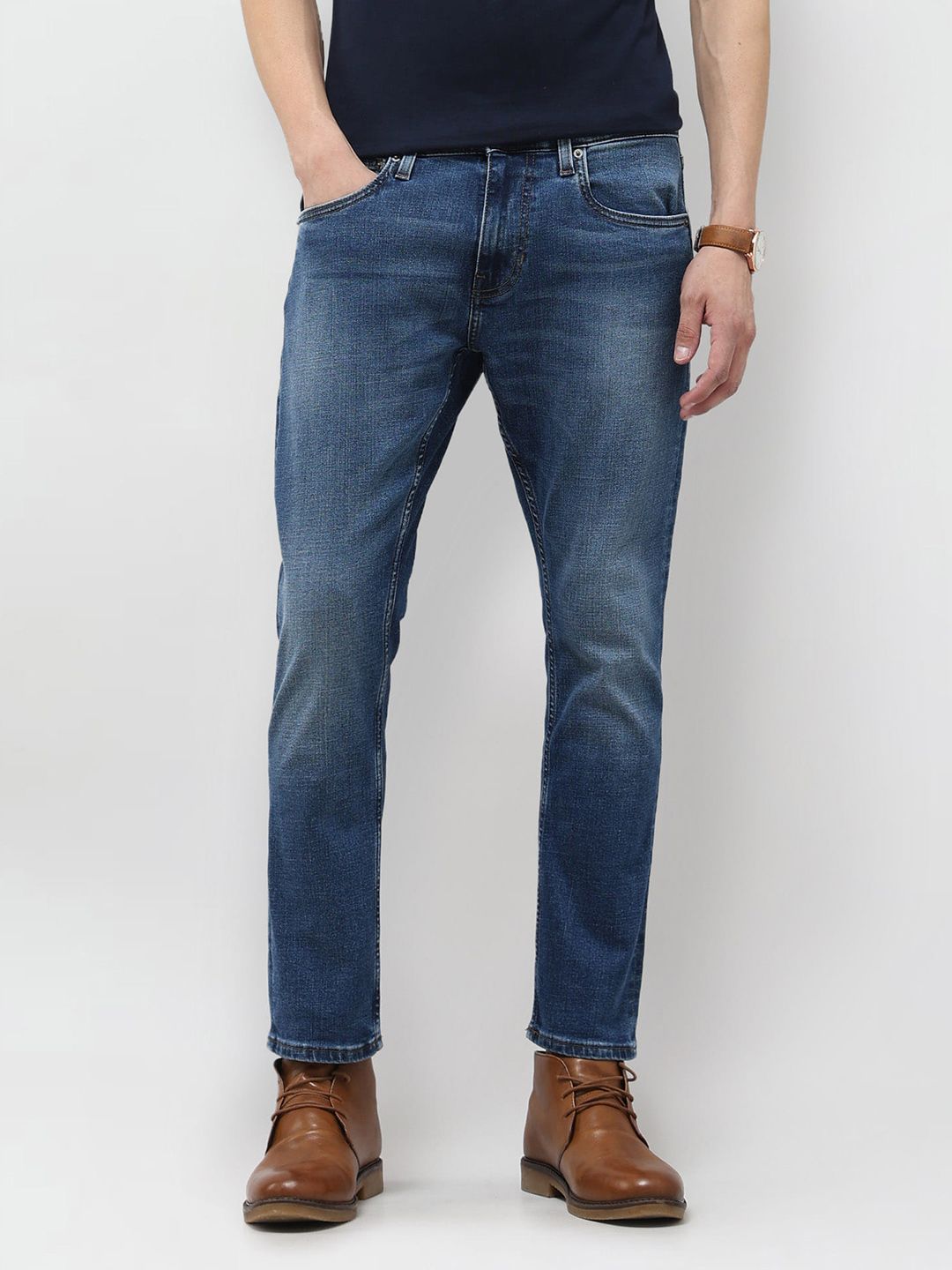 U.S. Polo Assn. Denim Co. Men Tapered Fit Mid-Rise Light Fade Stretchable Jeans