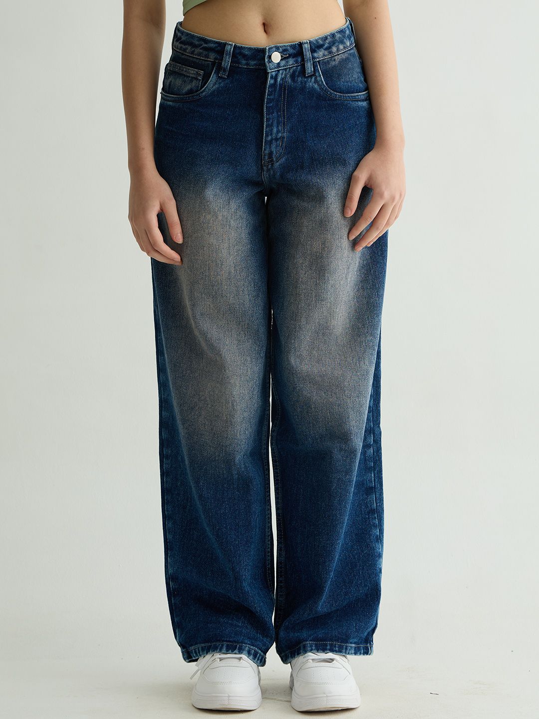 Chapter 2 Women Oversized Washed Blue Denim