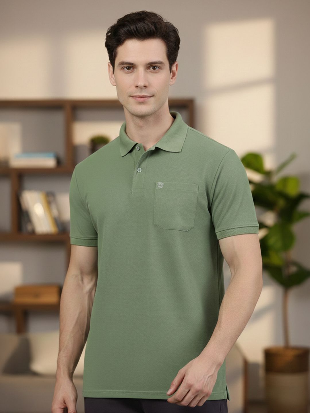 Lux Cozi Fillament Polo Collar Short Sleeves Lounge T-Shirt