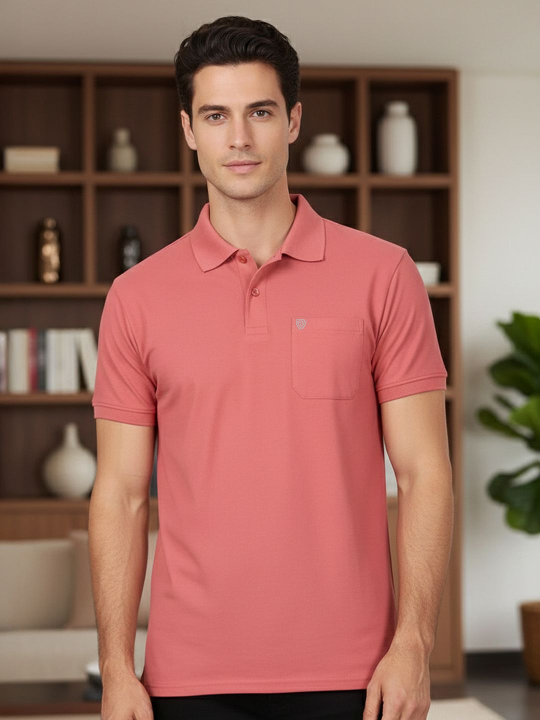 Lux Cozi Fillament Polo Collar Short Sleeves Lounge T-Shirt