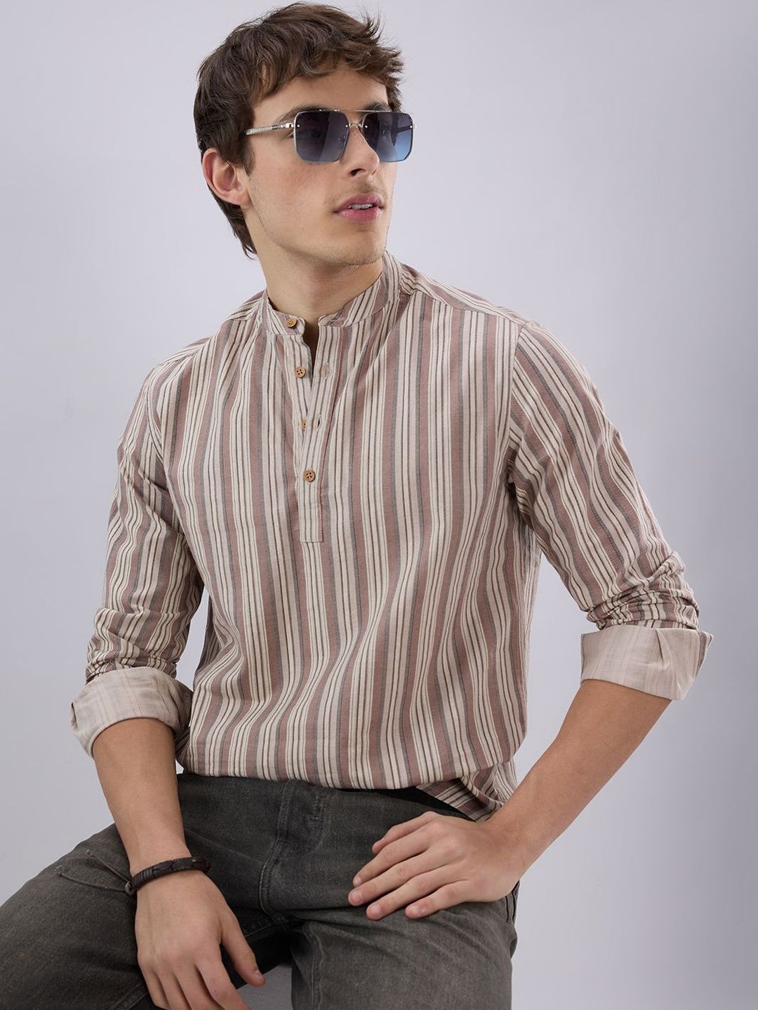 VASTRADO Classic Multicolor Half Placket Kurta