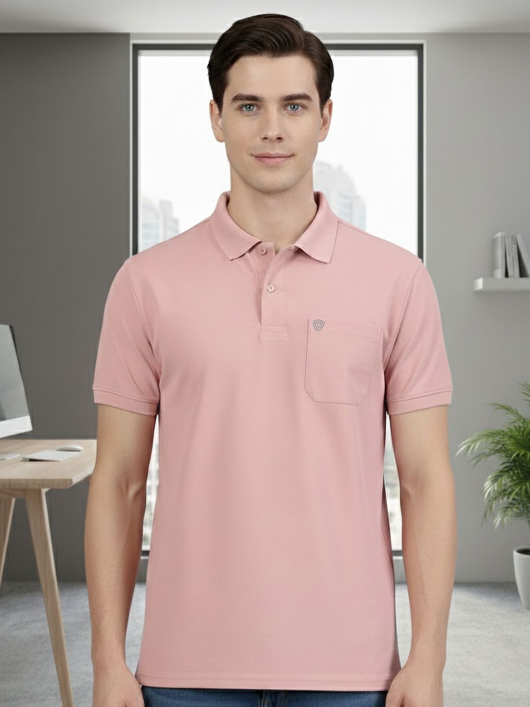 Lux Cozi Fillament Polo Collar Short Sleeves Lounge T-Shirt