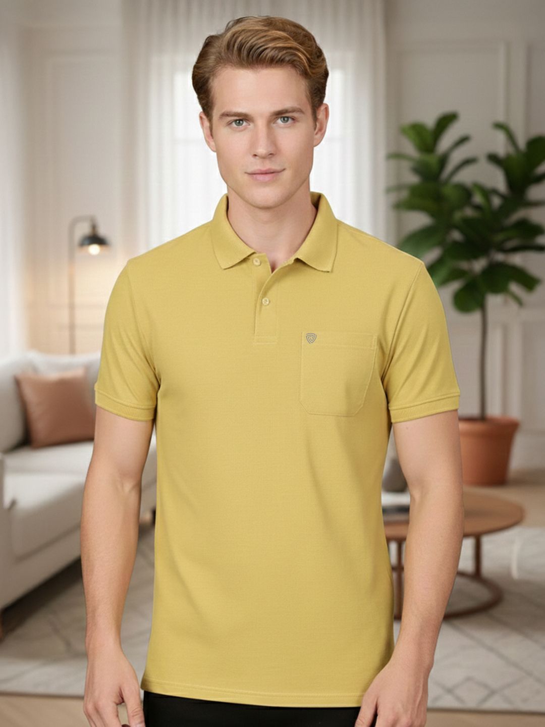 Lux Cozi Fillament Polo Collar Lounge T-Shirt