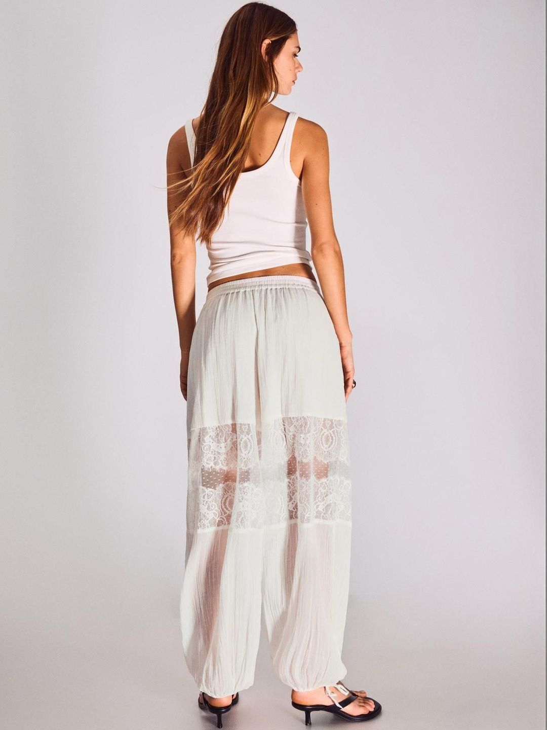 Lace Sarouel Cotton Trousers