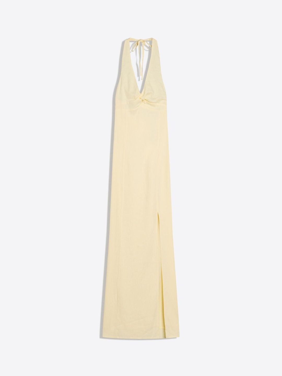 Halter Midi Dress With Linen