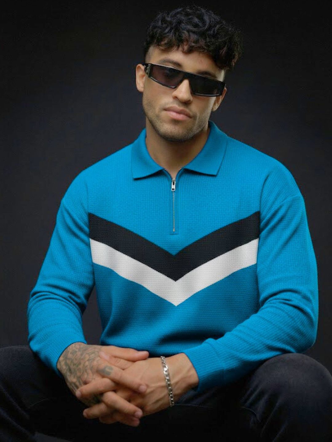 R.Code by The Roadster Life Co. Men Colourblocked Polo Collar T-shirt