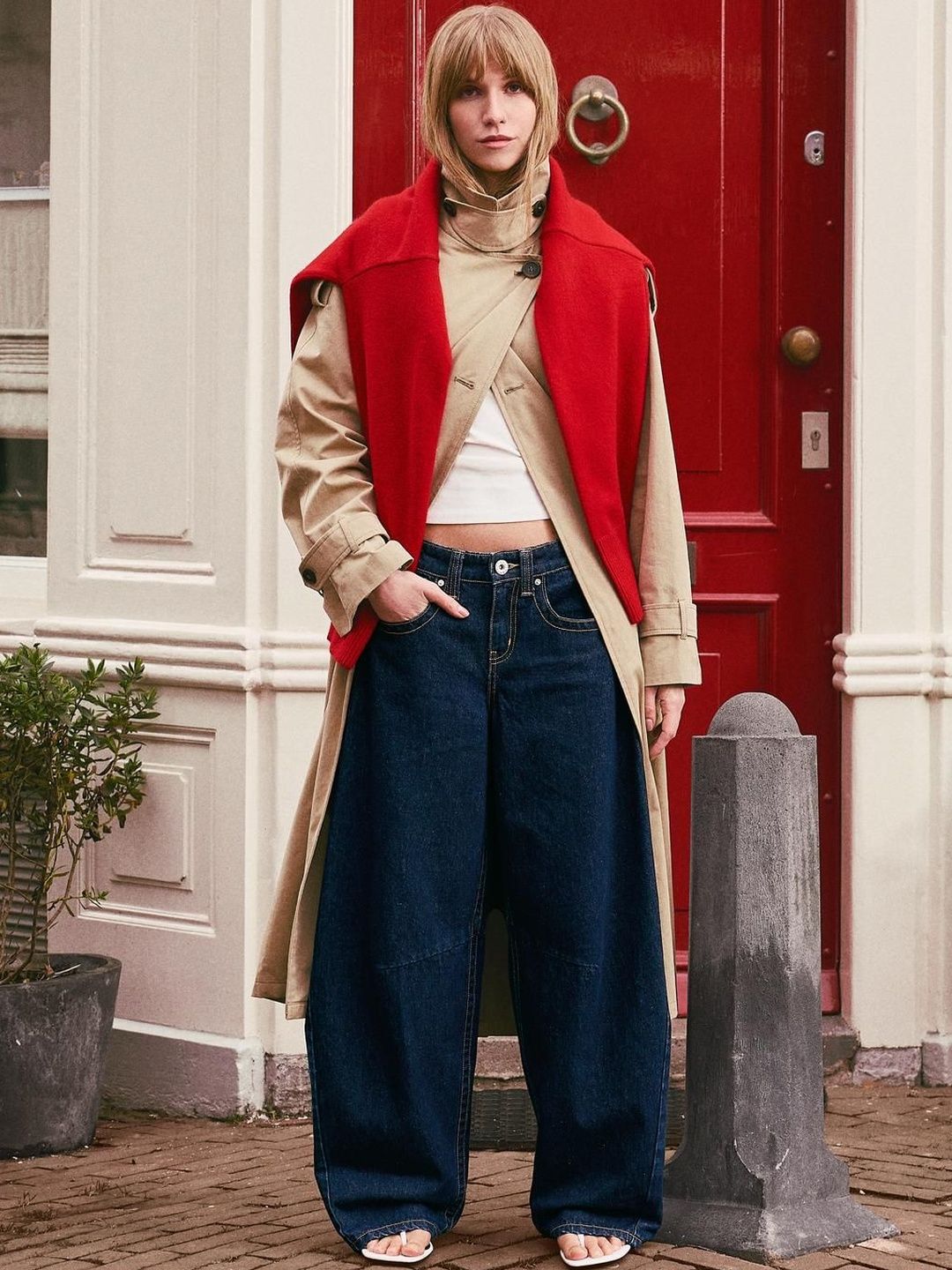 Regular Fit Low -Rise Slouchy Cotton Jeans