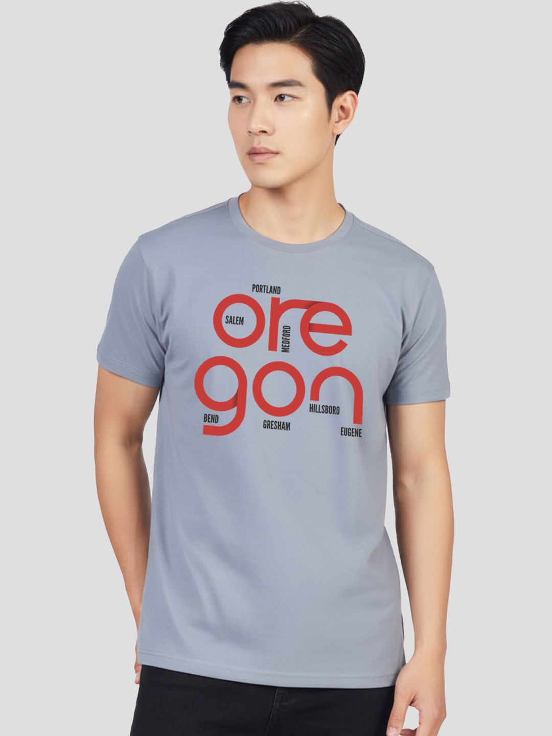 Greylongg Typography Printed Round Neck T-shirt