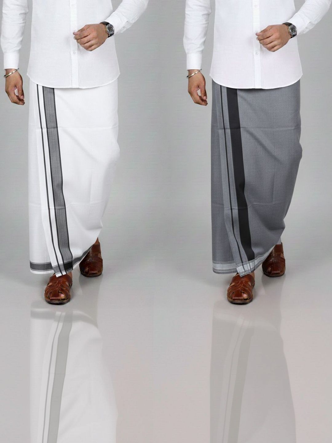 TUNI MANI Pack of 2 Cotton Kerala Style Dhoti 2.0m