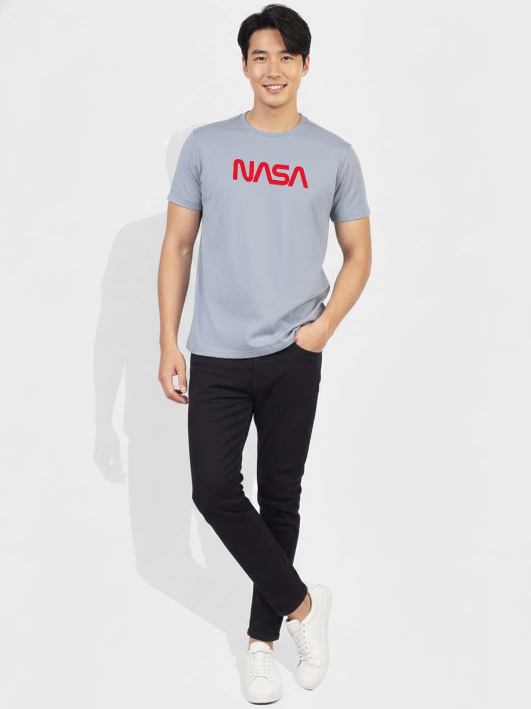 Greylongg Graphic NASA Printed Round Neck T-shirt