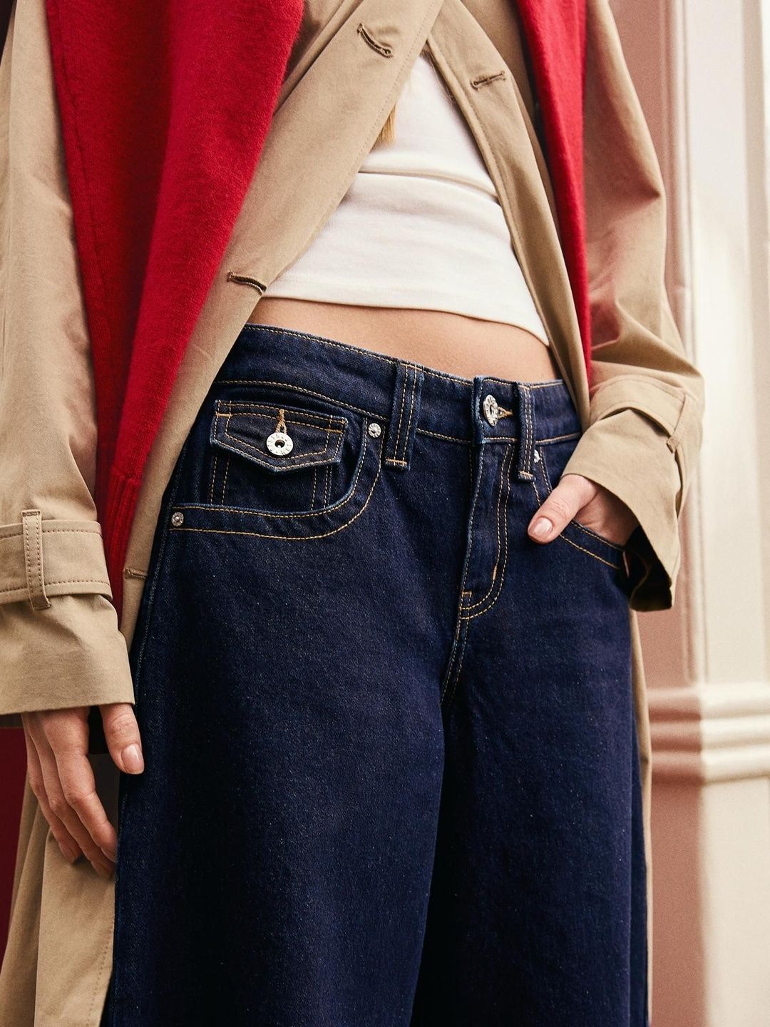 Regular Fit Low -Rise Slouchy Cotton Jeans