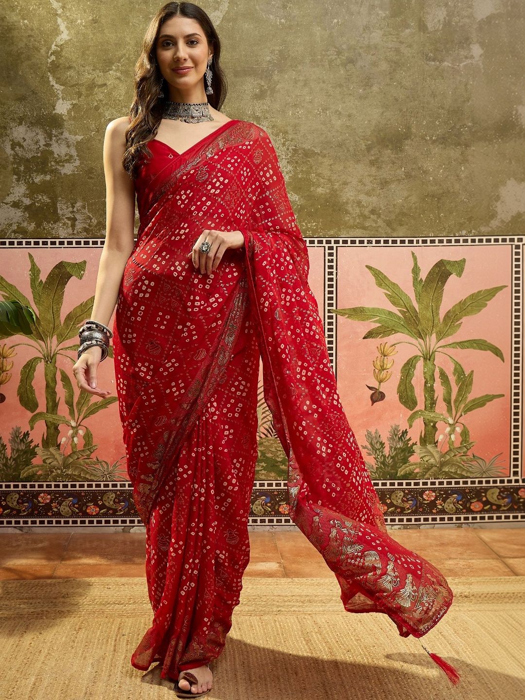Sangria Printed Bandhani Sarees