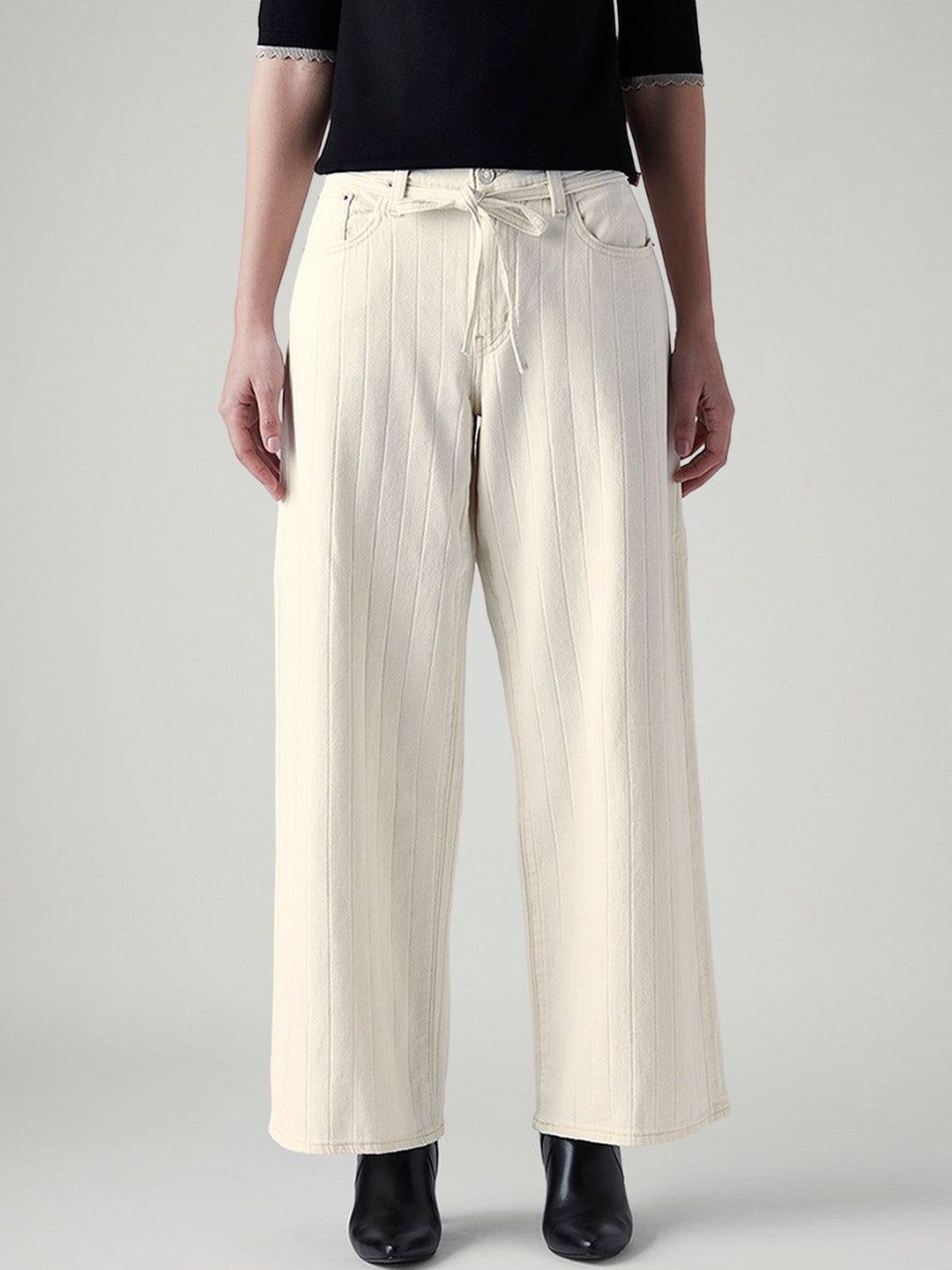 Classic Straight Fit Mid-Rise Pure Cotton Jeans