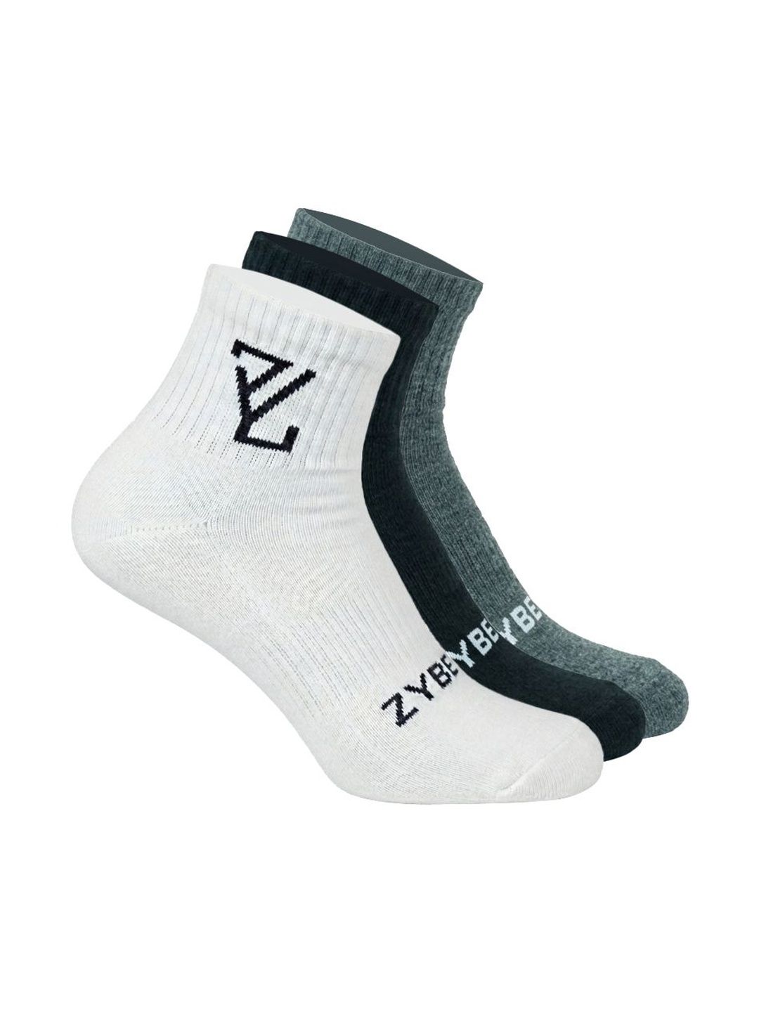 ZYBE Unisex Pack of 3 Cotton Assorted Ankle Length Socks