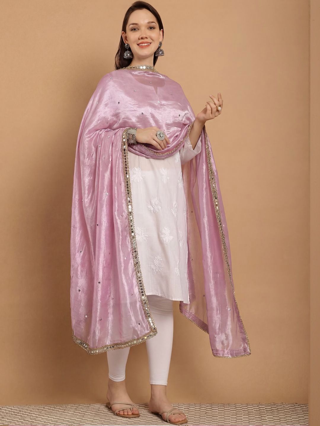 Clora Creation Women Mirror Work Embellished Dupatta