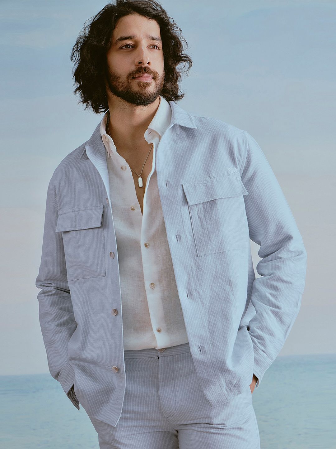 Andamen Men Cotton Linen Regular Fit Jacket
