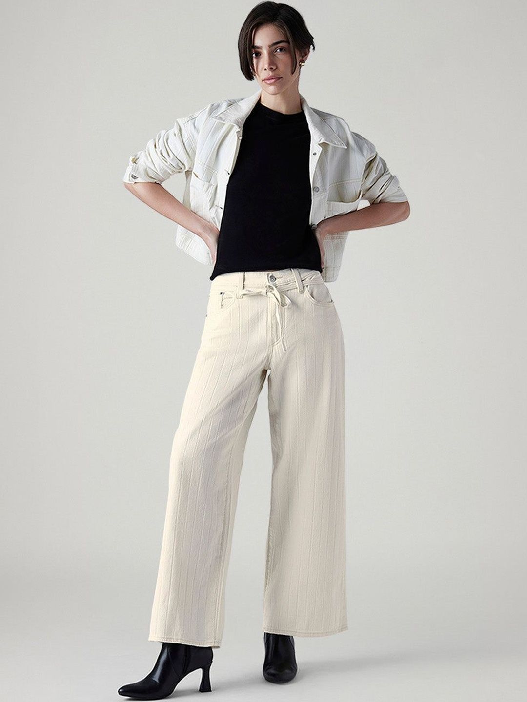 Classic Straight Fit Mid-Rise Pure Cotton Jeans