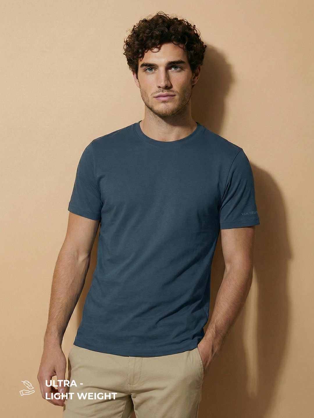 Van Heusen IQ Men Premium Cotton Wrinkle Resistant Air Series T-shirt