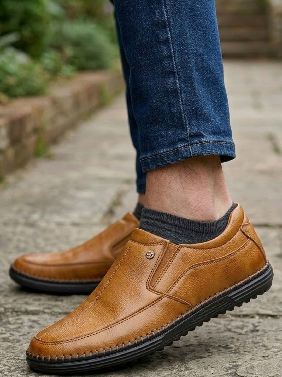 HERE&NOW Men Textured Formal Slip-Ons