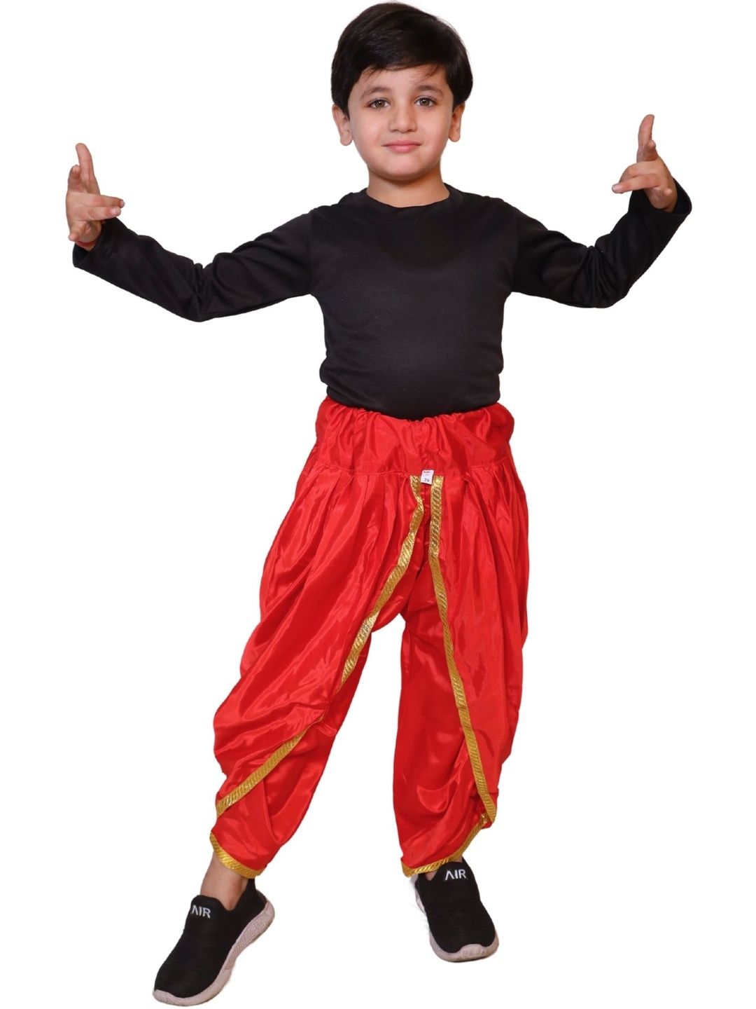 Kaku Fancy dresses Boys Traditional Red Dhoti Costume Accessories