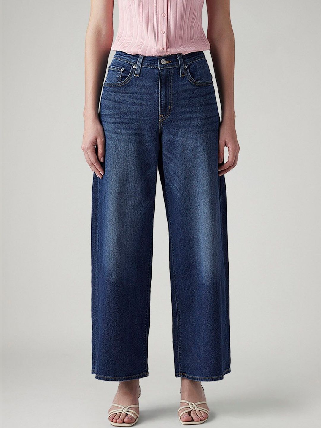 Classic Wide Leg High-Rise Light Fade Stretchable Jeans