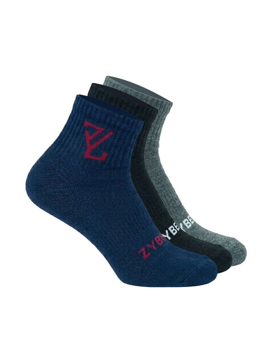 ZYBE Unisex Pack of 3 Cotton Assorted Ankle Length Socks