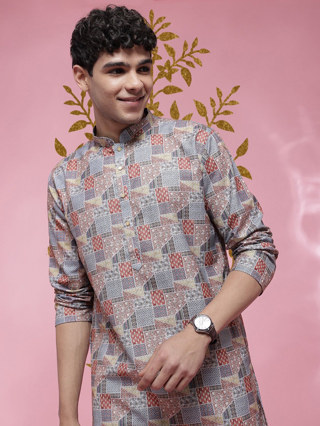 Anouk Mirage Anouk Mirage Ethnic Motifs Printed Mandarin Collar Straight Kurta